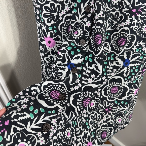 Marine Layer Camila Mini Dress Black Floral Hemp Tencel Size Medium - Picture 4 of 11